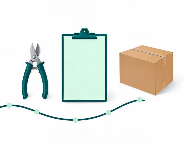 Illustration of a pruning tool sourcing brief and shipment plan